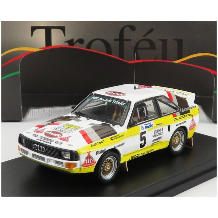 TROFEU AUDI QUATTRO SPORT N 5 RALLY SWEDEN 1985 W.ROHRL - C.GEISTDORFER - WHITE YELLOW BROWN 1/43