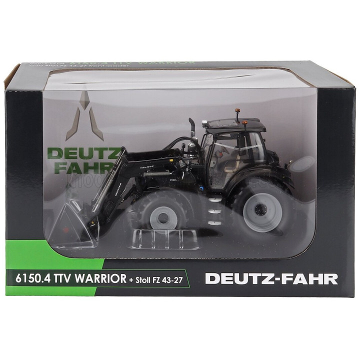 UNIVERSAL HOBBIES DEUTZ-FAHR 6150.4 TTV TRACTOR WARRIOR WITH FZ 47-23 FRONT LOADER 2018 - BLACK 1/32