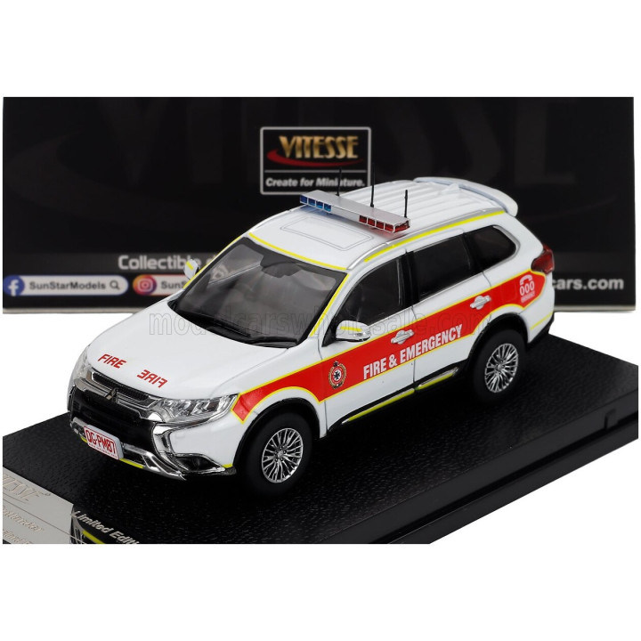 VITESSE MITSUBISHI OUTLANDER FIRE ENGINE QUEENSLAND 2019 - WHITE RED 1/43