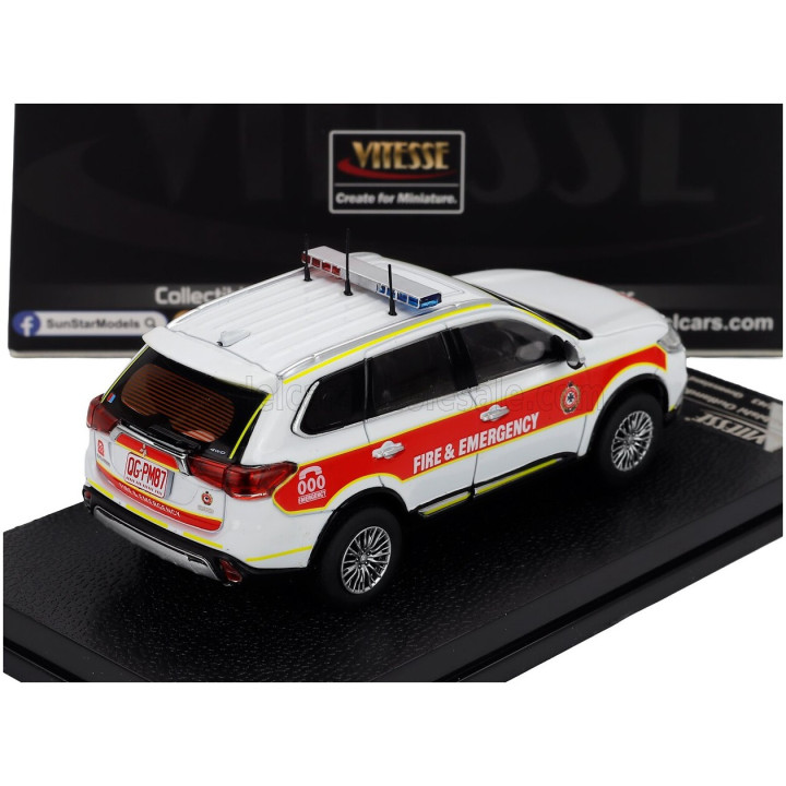 VITESSE MITSUBISHI OUTLANDER FIRE ENGINE QUEENSLAND 2019 - WHITE RED 1/43