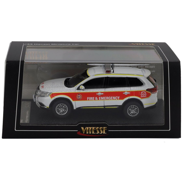 VITESSE MITSUBISHI OUTLANDER FIRE ENGINE QUEENSLAND 2019 - WHITE RED 1/43
