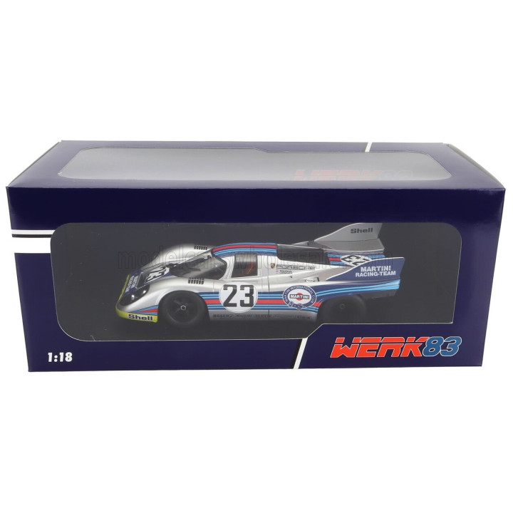 WERK83 PORSCHE 917K 4.9L TEAM MARTINI RACING N 23 1000km SPA 1971 HELMUT MARKO - GIJS VAN LENNEP - SILVER RED BLUE YELLOW 1/18