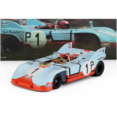 WERK83 PORSCHE 908/3 SPIDER TEAM GULF N 1 2nd 1000km NURBURGRING 1971 PEDRO RODRIGUEZ - JO SIFFERT - LIGHT BLUE ORANGE 1/18