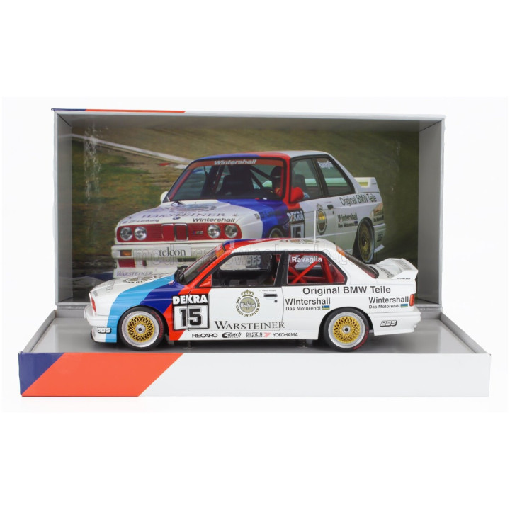 WERK83 BMW 3-SERIES M3 (E30) TEAM SCHNITZER WARSTEINER N 15 WINNER DTM SEASON 1989 ROBERTO RAVAGLIA - WHITE RED BLUE 1/18