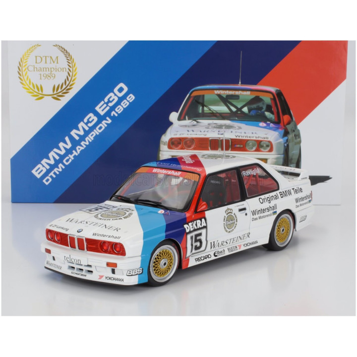 WERK83 BMW 3-SERIES M3 (E30) TEAM SCHNITZER WARSTEINER N 15 WINNER DTM SEASON 1989 ROBERTO RAVAGLIA - WHITE RED BLUE 1/18