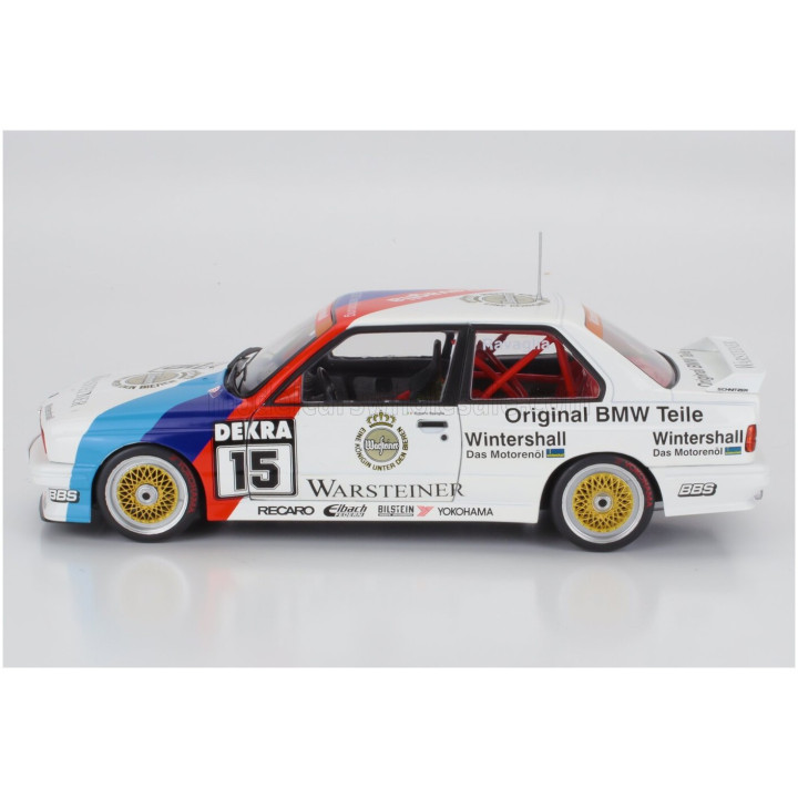 WERK83 BMW 3-SERIES M3 (E30) TEAM SCHNITZER WARSTEINER N 15 WINNER DTM SEASON 1989 ROBERTO RAVAGLIA - WHITE RED BLUE 1/18
