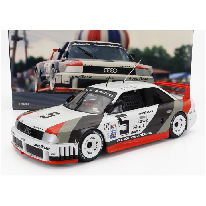 WERK83 AUDI 90 QUATTRO TEAM AUDI SPORT N 5 500KM ROAD AMERICA IMSA 1989 H.HAYWOOD - S.GOODYEAR - WHITE GREY RED 1/18