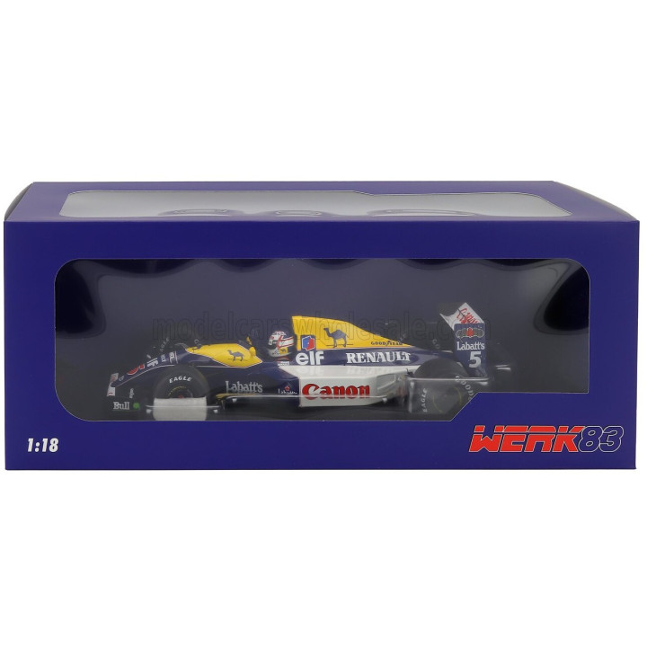 WERK83 WILLIAMS F1 FW14 RENAULT N 5 WORLD CHAMPION WINNER BRITISH GP 1991 NIGEL MANSELL - BLUE YELLOW WHITE 1/18