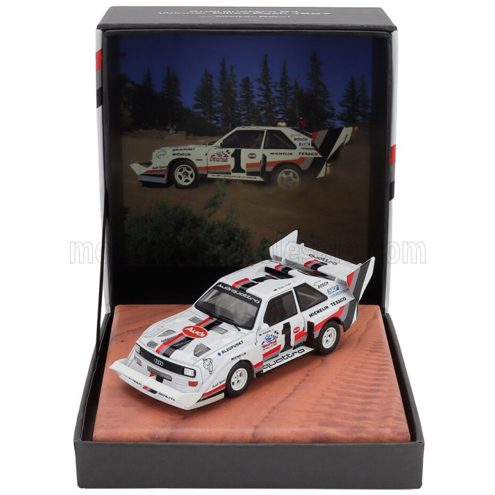 WERK83 AUDI QUATTRO SPORT S1 E2 N 1 WINNER RALLY PIKES PEAK HILL CLIMB 1987 WALTER ROHRL - COFFRET BOX - YELLOW WHITE RED 1/43