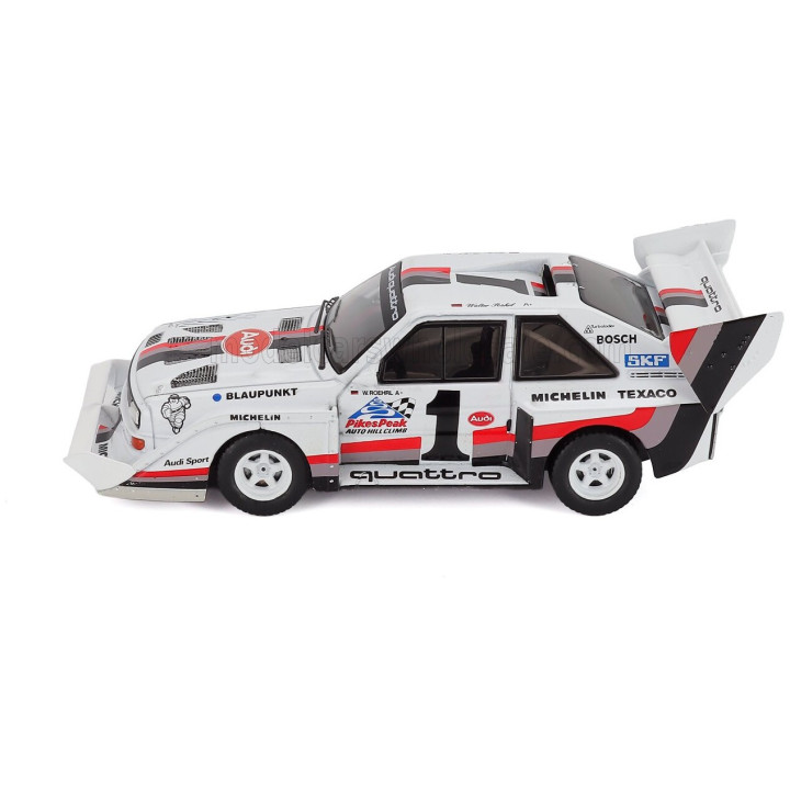 WERK83 AUDI QUATTRO SPORT S1 E2 N 1 WINNER RALLY PIKES PEAK HILL CLIMB 1987 WALTER ROHRL - COFFRET BOX - YELLOW WHITE RED 1/43