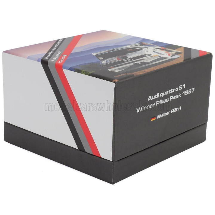WERK83 AUDI QUATTRO SPORT S1 E2 N 1 WINNER RALLY PIKES PEAK HILL CLIMB 1987 WALTER ROHRL - COFFRET BOX - YELLOW WHITE RED 1/43