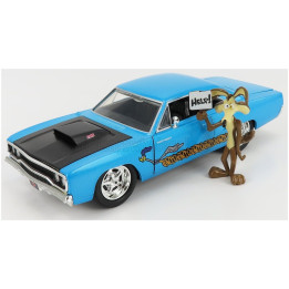 JADA PLYMOUTH ROAD RUNNER COUPE 1970 WITH WILE E. COYOTE FIGURE - LOO