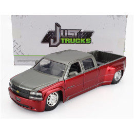 JADA CHEVROLET SILVERADO PICK-UP DUALLY 1999 - RED SILVER 1/24