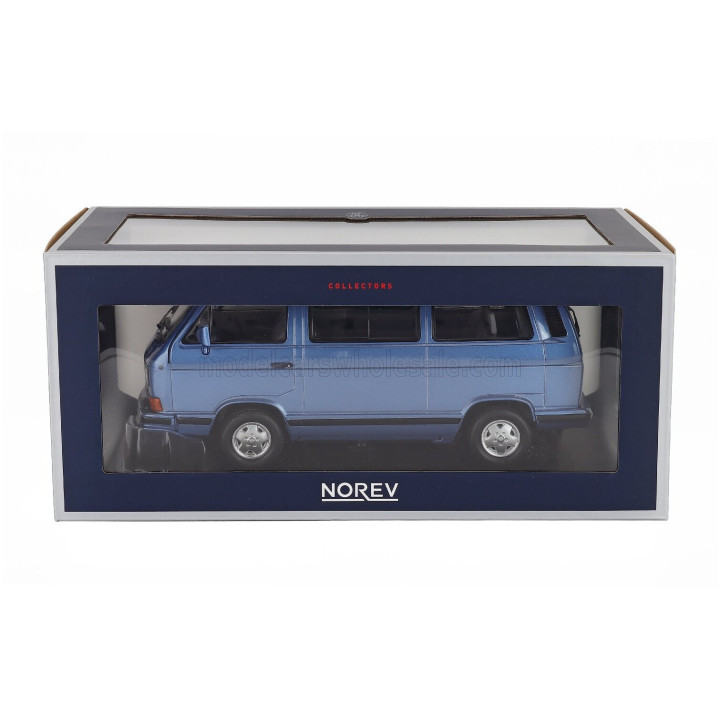 NOREV VOLKSWAGEN T3 MULTIVAN MINIBUS BLUE STAR 1992 - LIGHT BLUE MET 1/18