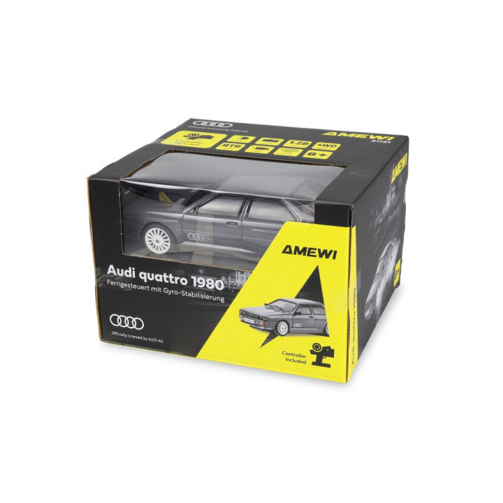 Audi quattro 1980 Onroad/Drift s gyroskopom, pohon 4WD, mierka 1:28, RTR, grafitovo šedá | RCsvet
