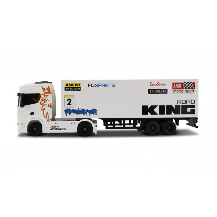 Mini Scania 730 S so skriňovým návesom, pohon 4WD, mierka 1:64, RTR, biela | RCsvet