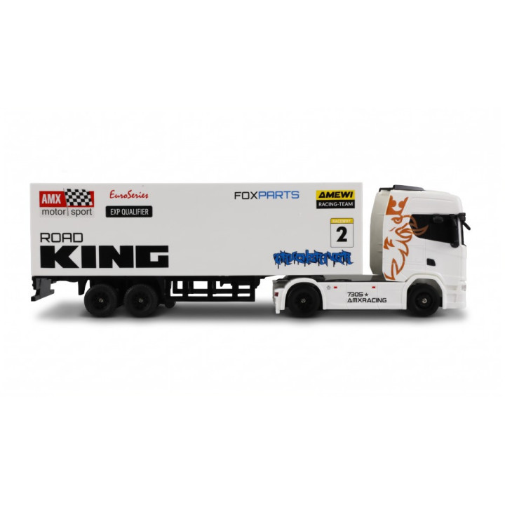 Mini Scania 730 S so skriňovým návesom, pohon 4WD, mierka 1:64, RTR, biela | RCsvet