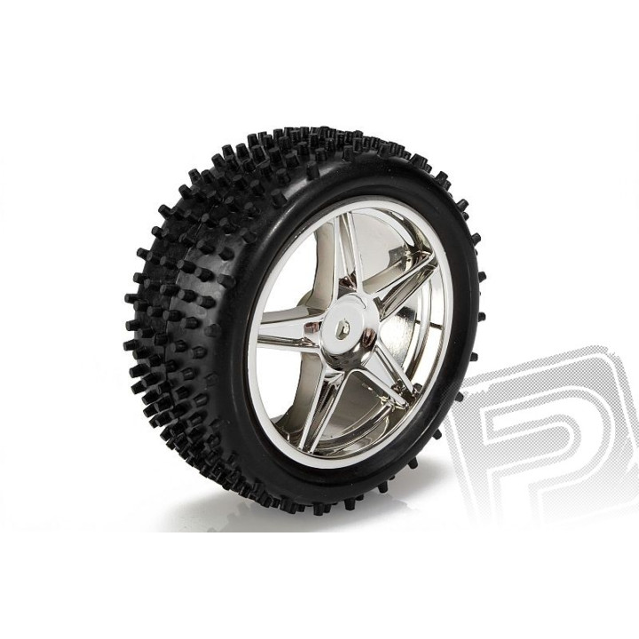 Gumy BUGGY komplet nalepené 1/10 - přední chrom, 2ks.