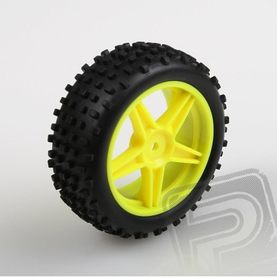 Gumy BUGGY komplet nalepené 1/10 - přední žluté, 2ks.