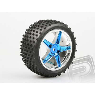 Gumy nalepené – Buggy 1:10, zadní, 2ks. (modrý chrom)