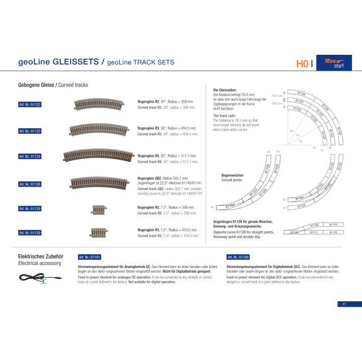 Oblúková koľaj R3/7,5°, geoLine, r434,5mm, 7,5°