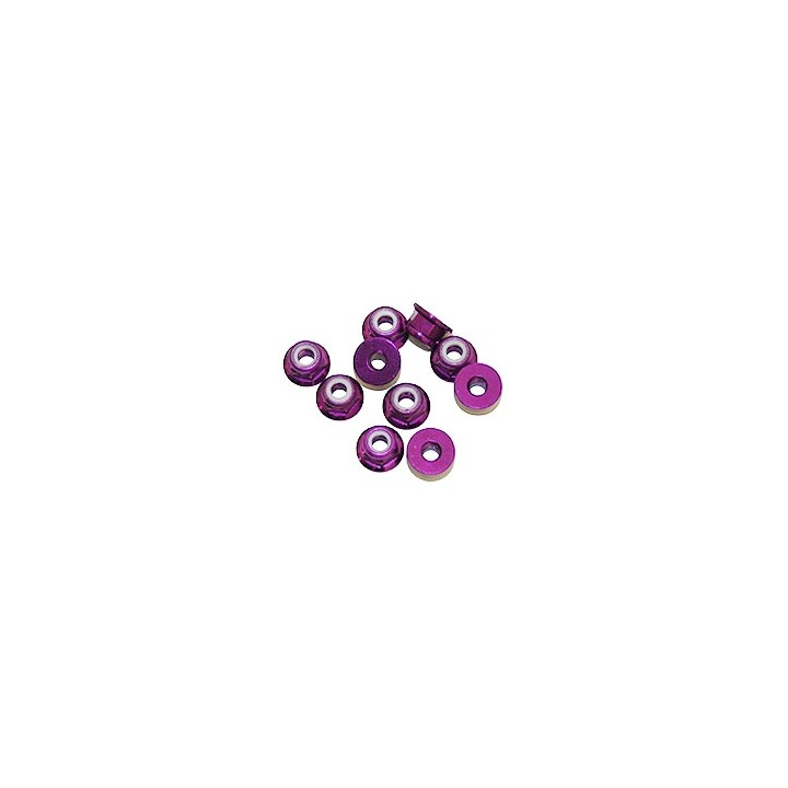 3 mm alu samojistné matičky s osazením fialové (10 ks.)