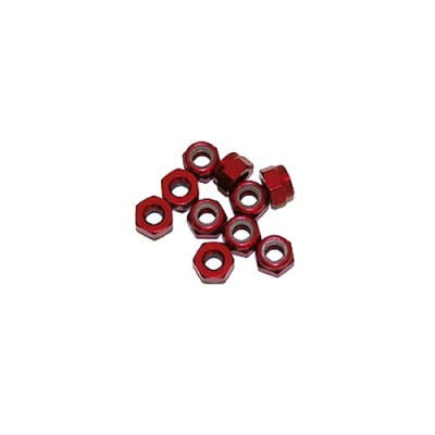 4 mm.alu samojistné matičky červené (10 ks.)