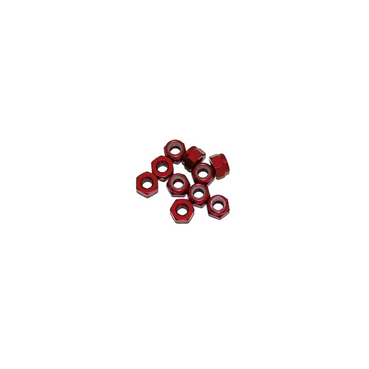 4 mm.alu samojistné matičky červené (10 ks.)