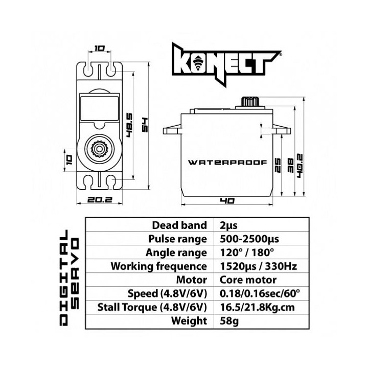 KONECT 21 kg servo - WATERPROOF