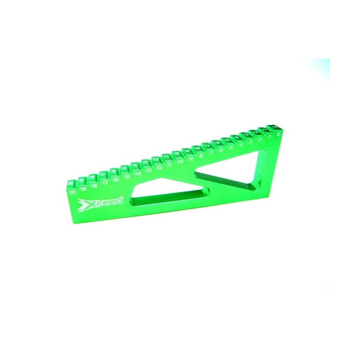 Měřidlo propadu ramen 0 až -20mm pro auta 1/10 a 1/8 Off Road