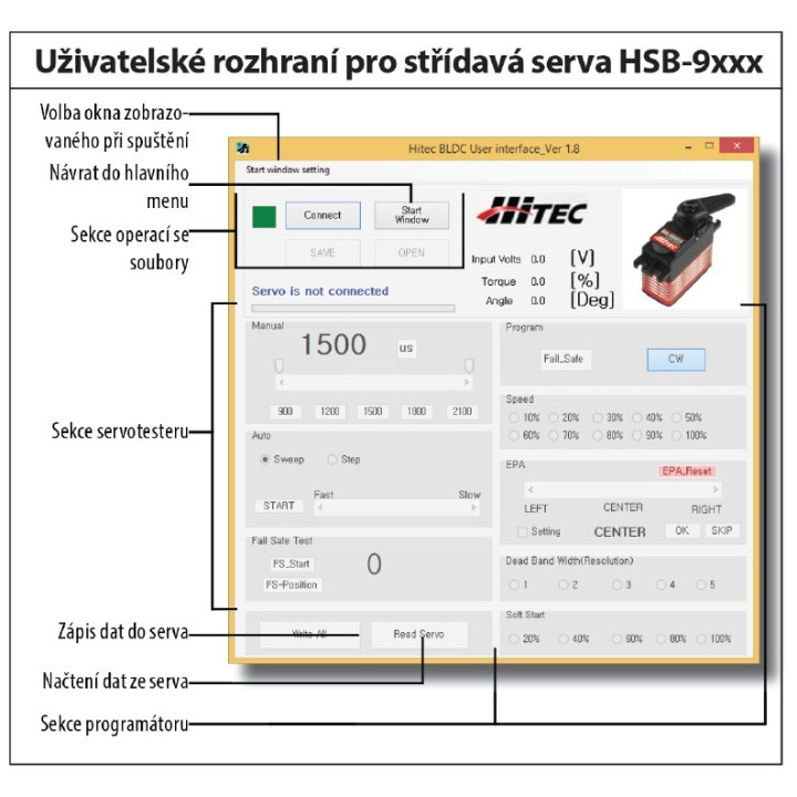 DPC-11 Univerzální programátor serv Hitec s PC rozhraním (mini-USB)