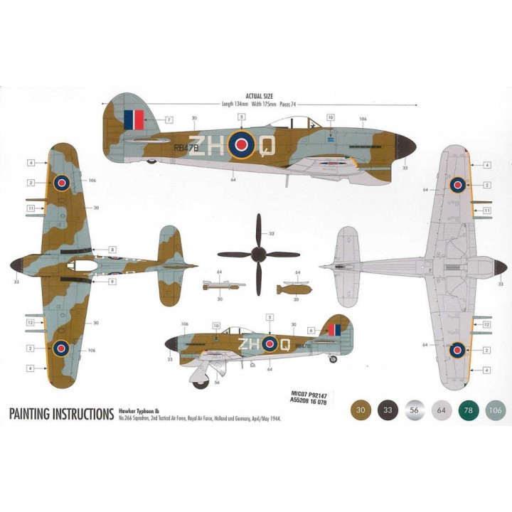 Starter Set letadlo A55208 - Hawker Typhoon Ib (1:72)