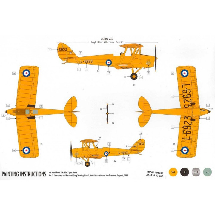 Starter Set letadlo A55115 - de Havilland D.H.82a Tiger Moth (1:72)