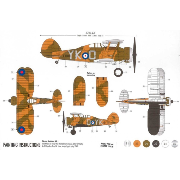 Starter Set letadlo A55206 - Gloster Gladiator (1:72)