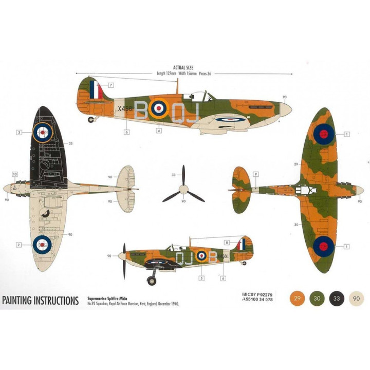 Starter Set letadlo A55100 - Supermarine Spitfire MK1a (1:72)