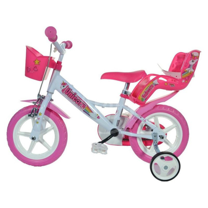DINO Bikes - Dětské kolo 12" Jednorožec se sedačko