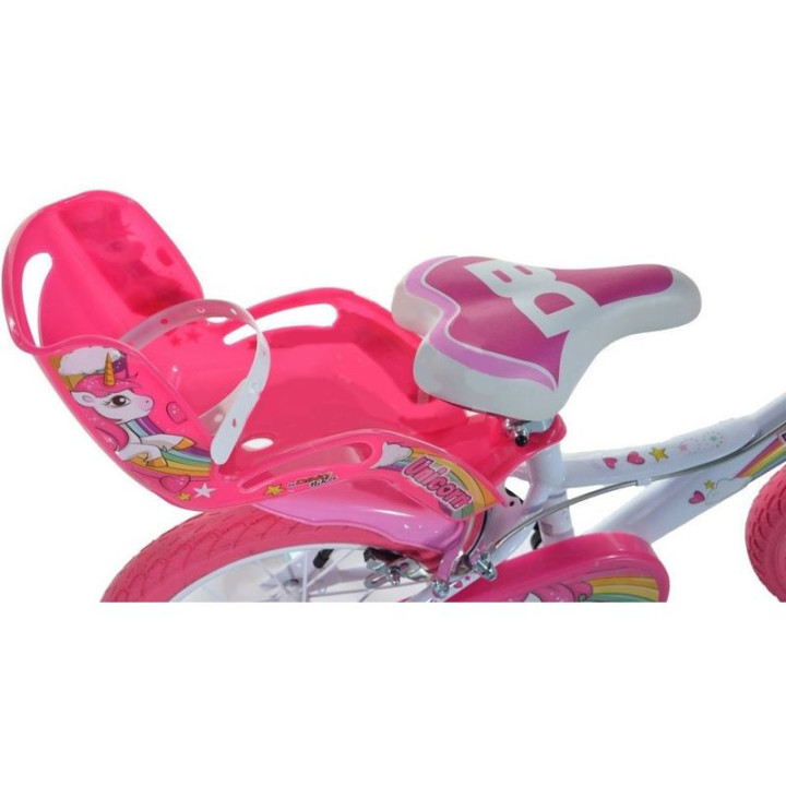 DINO Bikes - Dětské kolo 14" Jednorožec se sedačko
