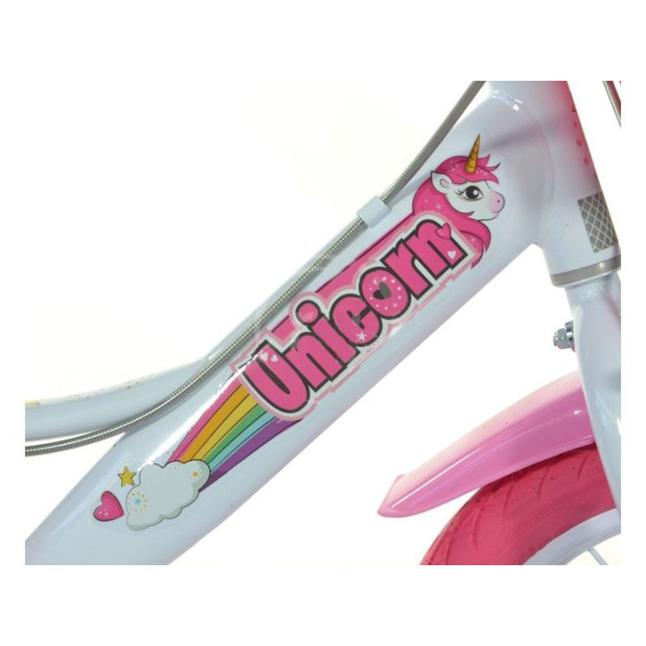 DINO Bikes - Dětské kolo 14" Jednorožec se sedačko
