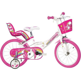 DINO Bikes - Dětské kolo 16" Jednorožec se sedačkou