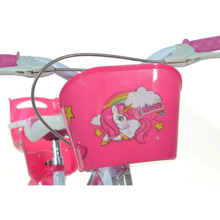 DINO Bikes - Dětské kolo 16" Jednorožec se sedačkou
