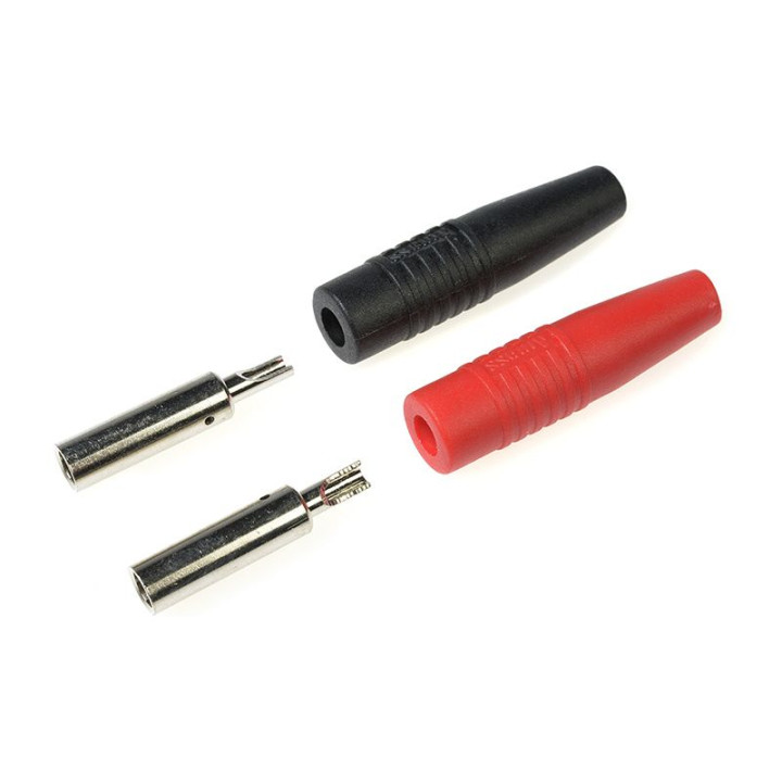 Banánková zdířka zlacená 4.0mm červená + černá (1 sada)