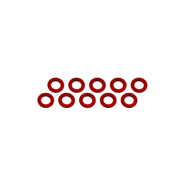 3x6x0,5mm alu podložky červené (10 ks.)