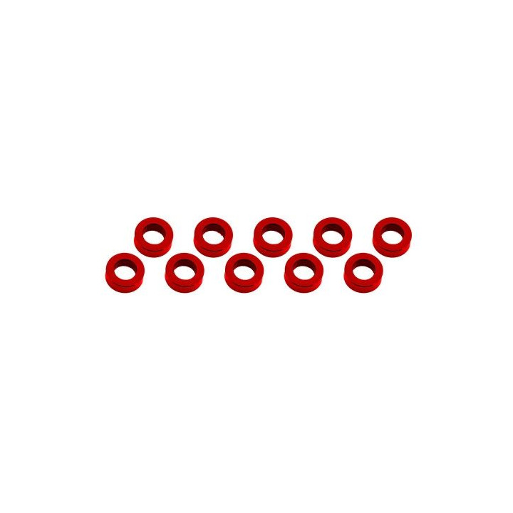3x6x2mm alu podložky červené (10 ks.)