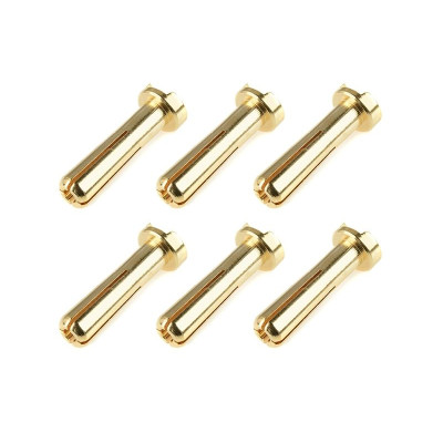 Bullit konektor 4.0mm - samec - s drážkou - pozlacený (6 ks.)