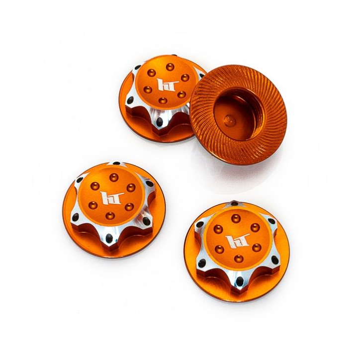 Hliníkové matice kola 17mm oranžové, 4 ks.