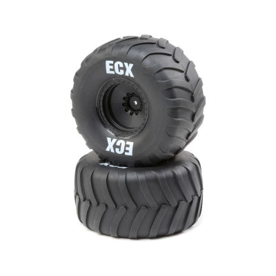 ECX kolo s pneu, černý disk (2): Amp Crush