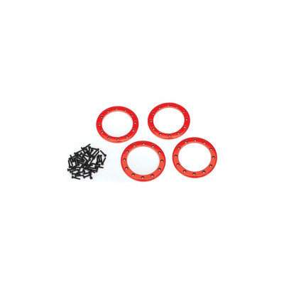 Traxxas hliníkový beadlock kroužek 2.2" červený (4)