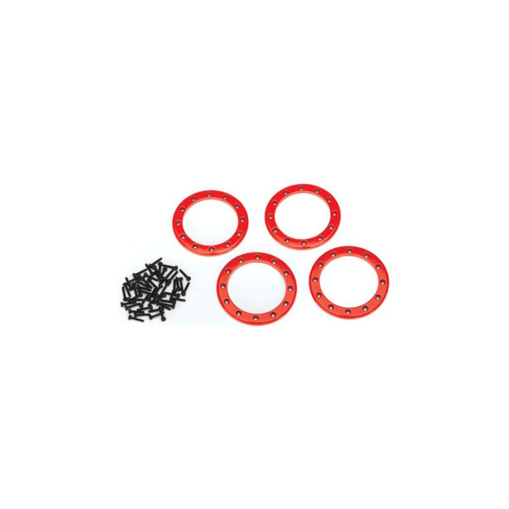 Traxxas hliníkový beadlock kroužek 2.2" červený (4)
