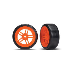 Traxxas kolo 1.9", disk split-spoke oranžový, pneu Drift (2) (přední)