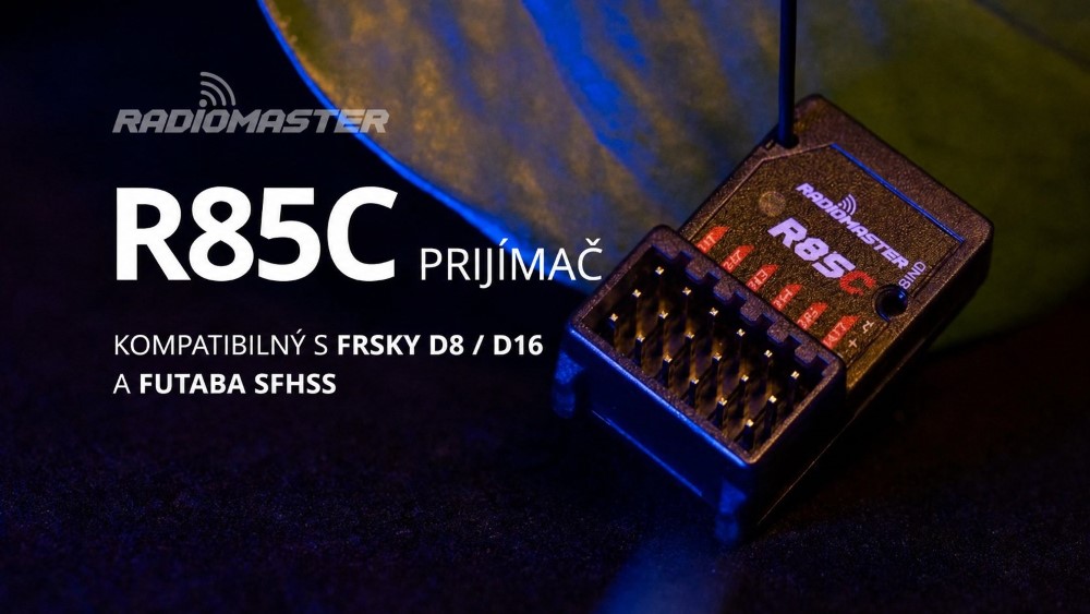 RadioMaster R85C – kompatibilita s protokolmi D8, D16 a SFHSS